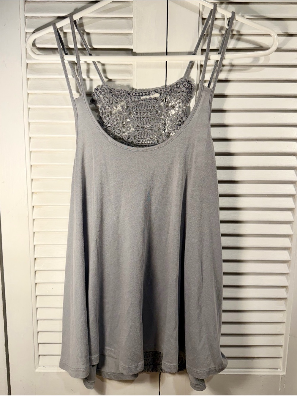 Light Gray Crochet-Back Camisole Tank - Flowy Women's Top